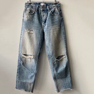 ZARA Straight Leg Distressed Rigid Jeans